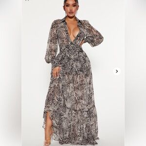 Elegant Zebra Print Maxi Dress